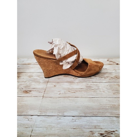 Womens UGG Jullita Brown Suede Cork Wedge Heels Open Toe Sandal Size‎ 8 - Picture 7 of 9